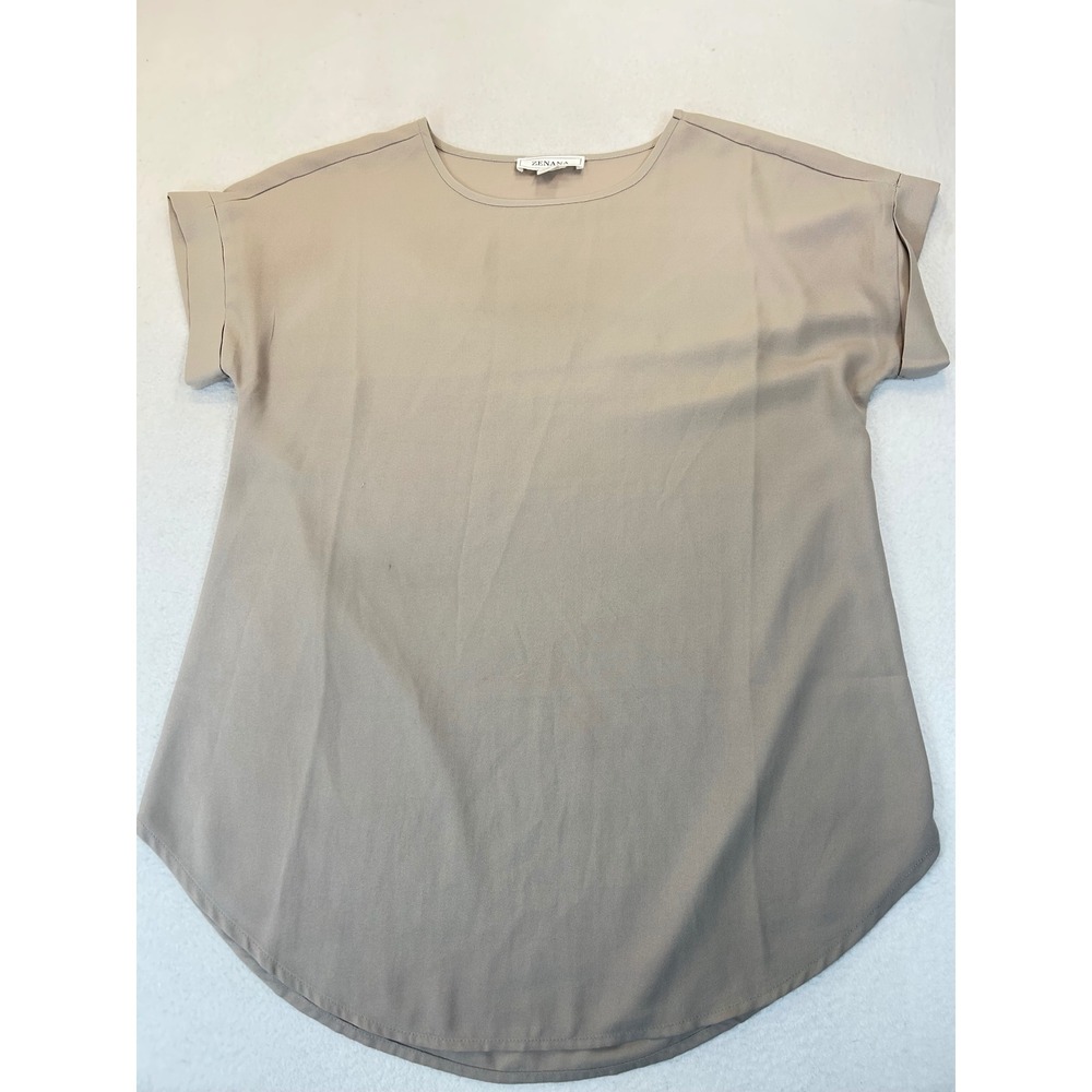 Zenana Blouse Women Small Taupe Minimalist
